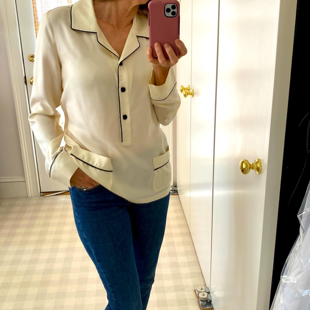 PIAMITA Annabelle pajama style silk top | Size XS